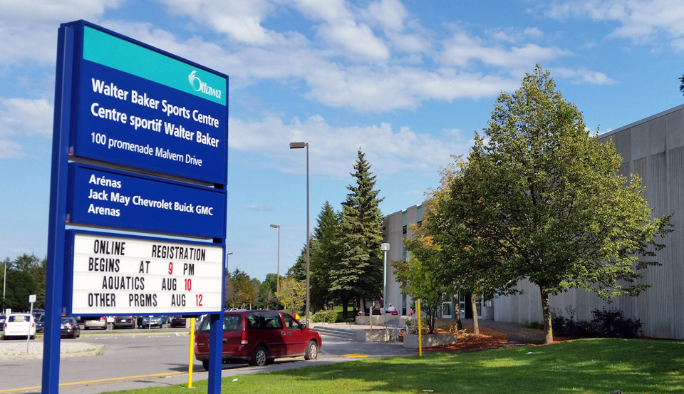 Exterior of Walter Baker Sports Centre building